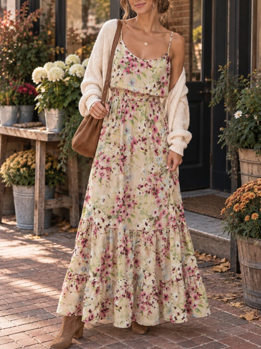 Vintage 2011 Old Navy Floral Tiered Maxi Dress S Romantic Boho
